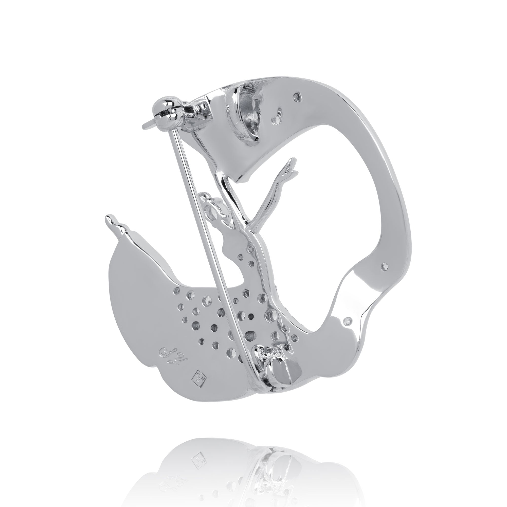 Fan Dance Brooch Silver Back - Shen Yun Collections
