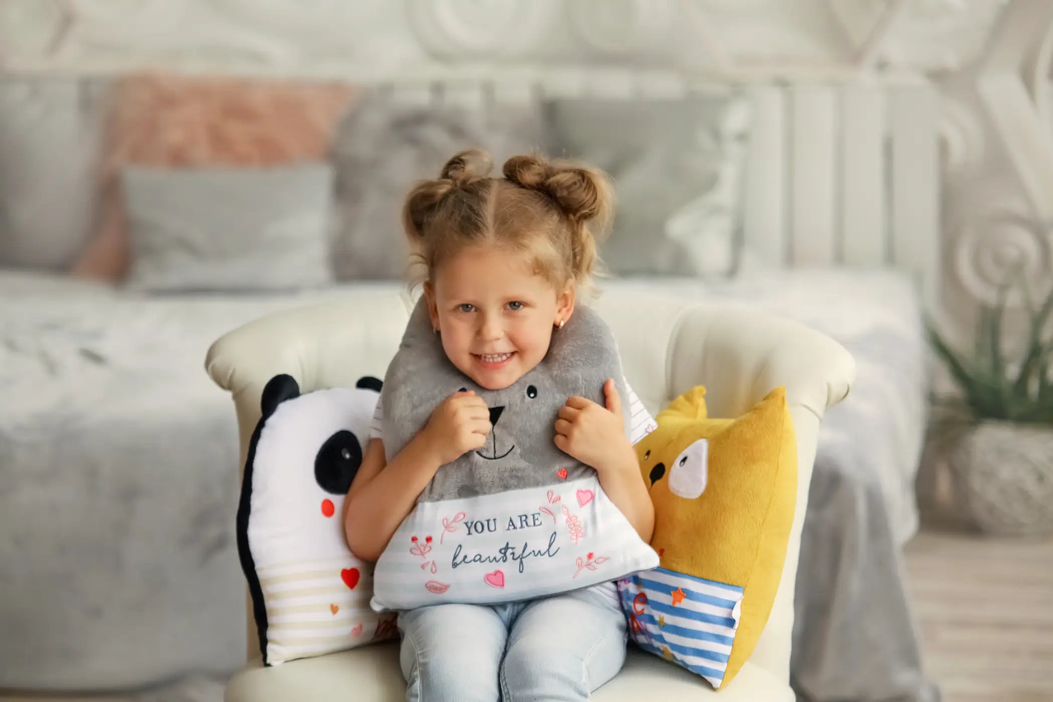 Animal Pillows, Decoration, Throw Pillows, Tigres - Bunny "You are Beautiful"