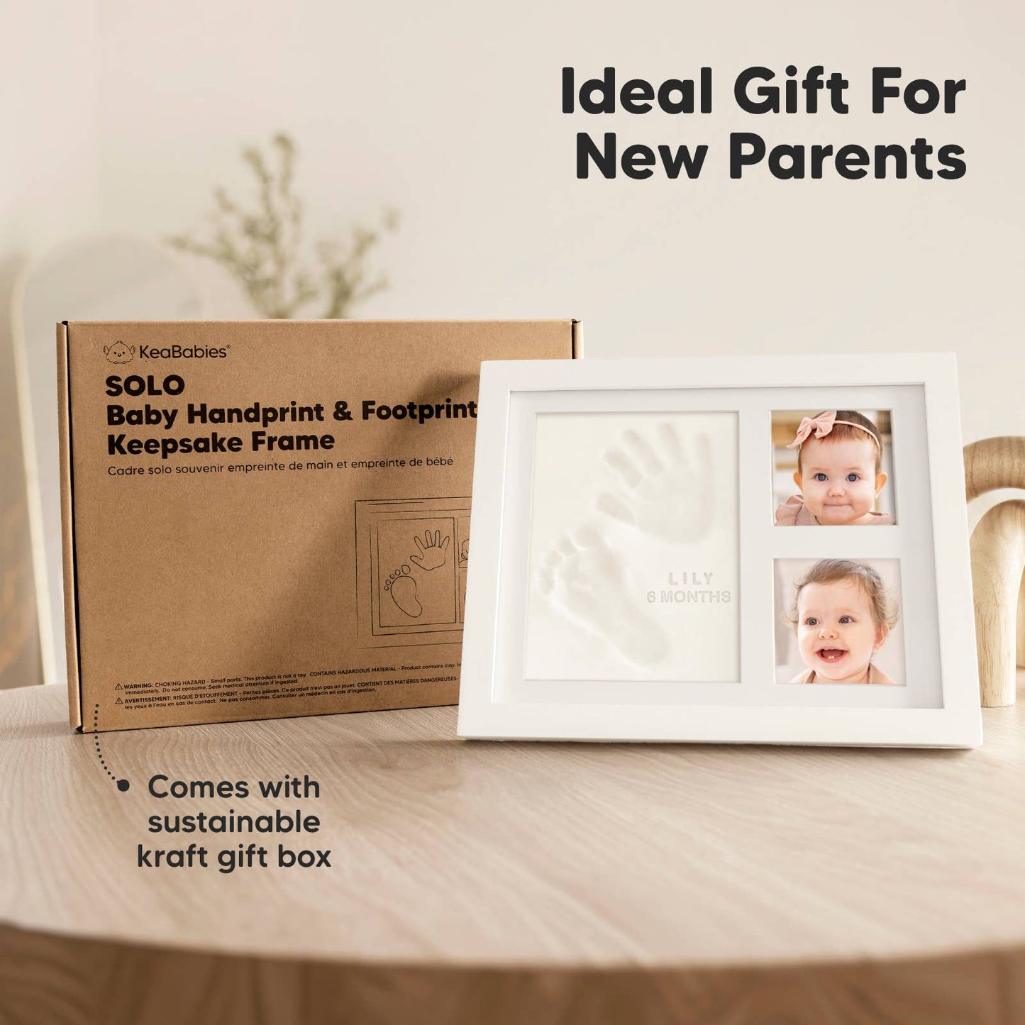 KeaBabies Baby Handprint, Footprint Keepsake Solo Frame