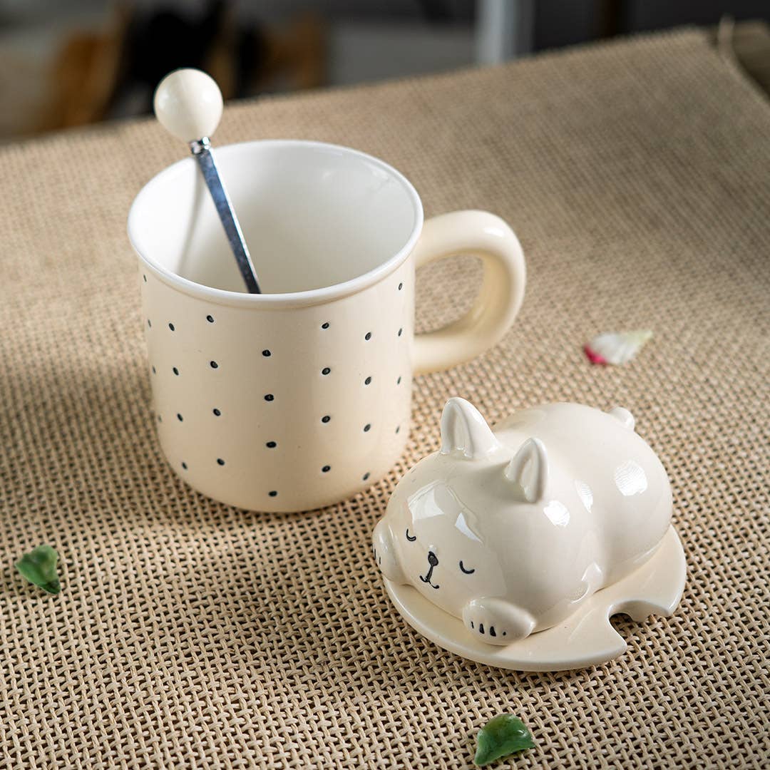 Rabbit 13oz Mug With Lid and Glass Straw (10/30)