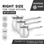 Stainless Steel Turkish Coffee Maker (Milk Warmer Pots) – Set of 3