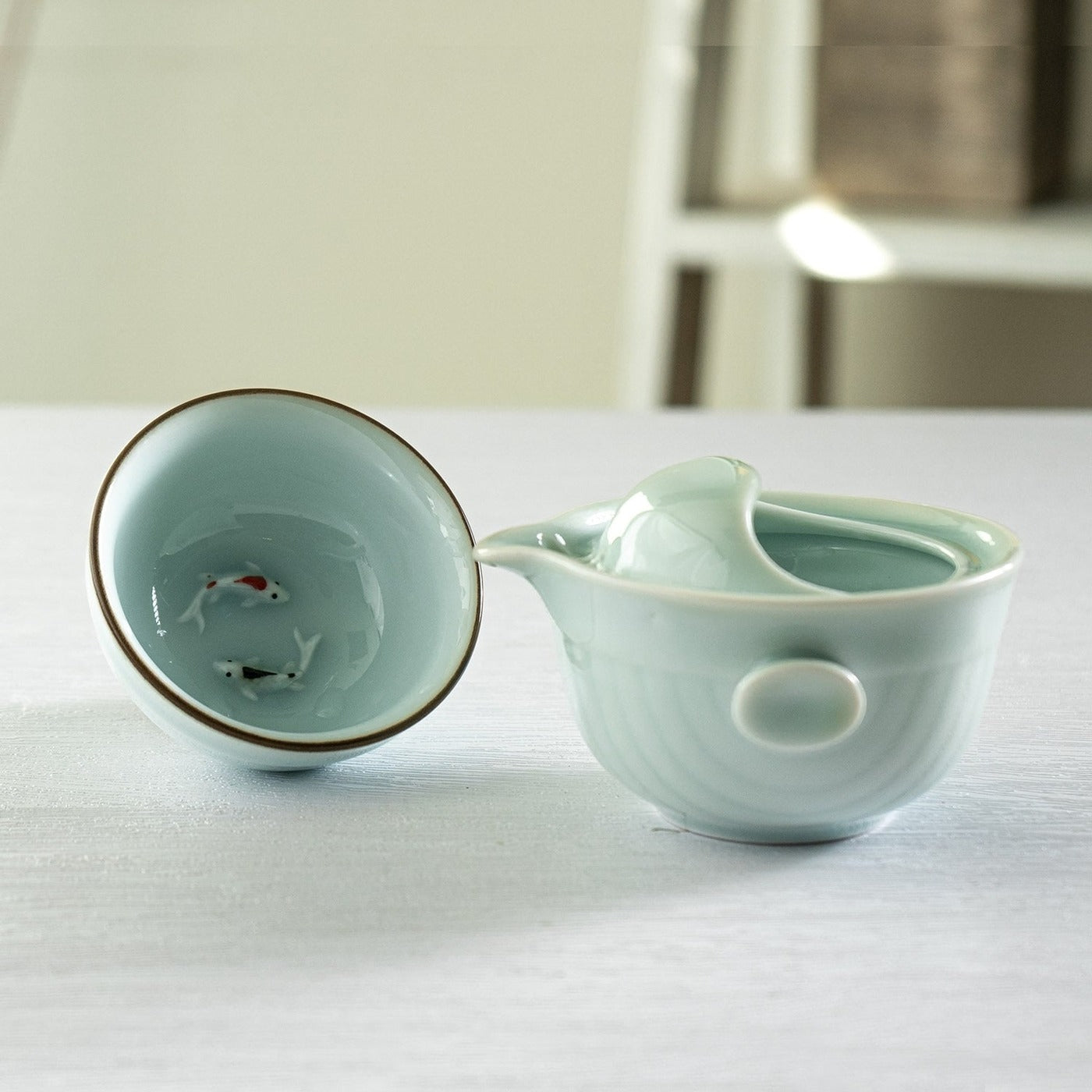 Koi Fish Kung Fu Tea Set - Light Blue