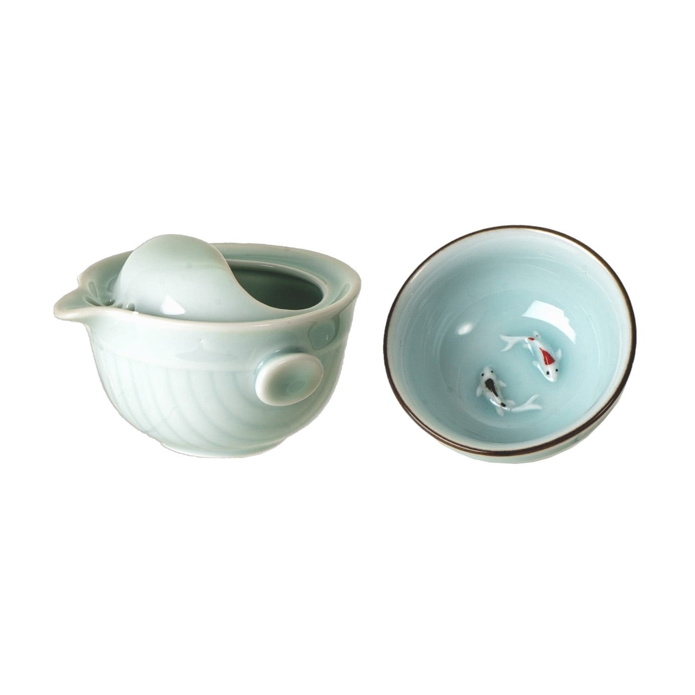 Koi Fish Kung Fu Tea Set - Light Blue