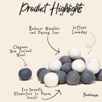 Set of 6 Organic Wool Dryer Balls