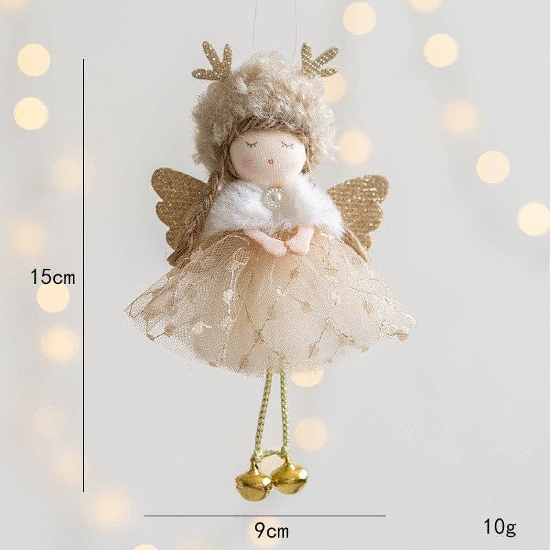 Angel With Plush Deer Antlers Christmas Tree Ornament