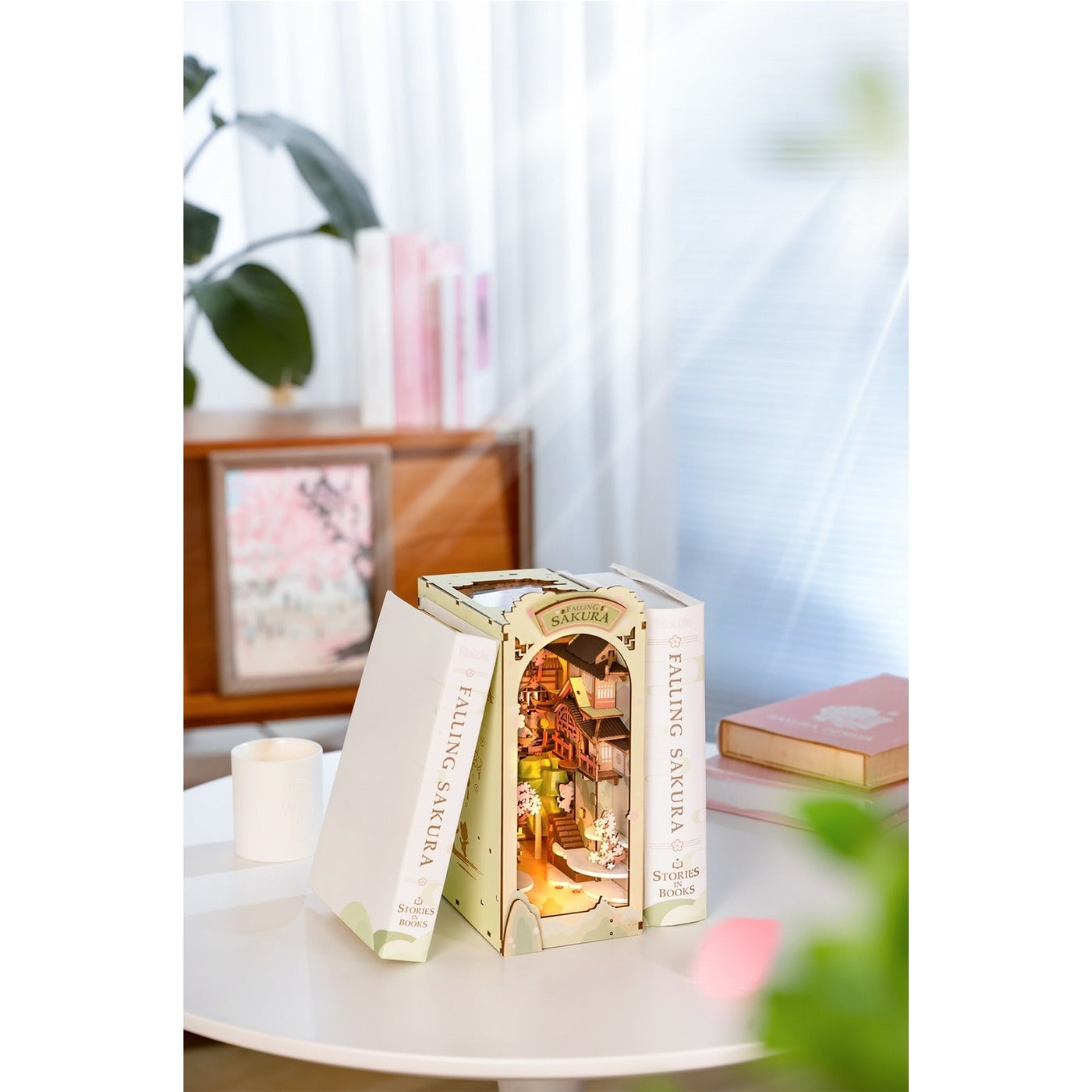 DIY Miniature House Book Nook Kit - Falling Sakura