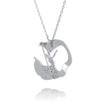 Diamond Cut Chain for Brooch Silver with Pendant Back View - Shen Yun Collections