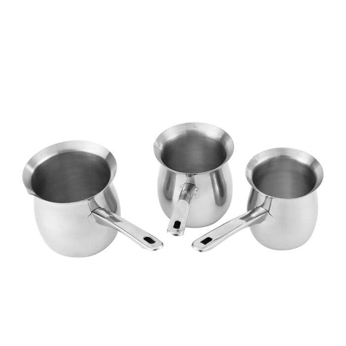 Stainless Steel Turkish Coffee Maker (Milk Warmer Pots) – Set of 3