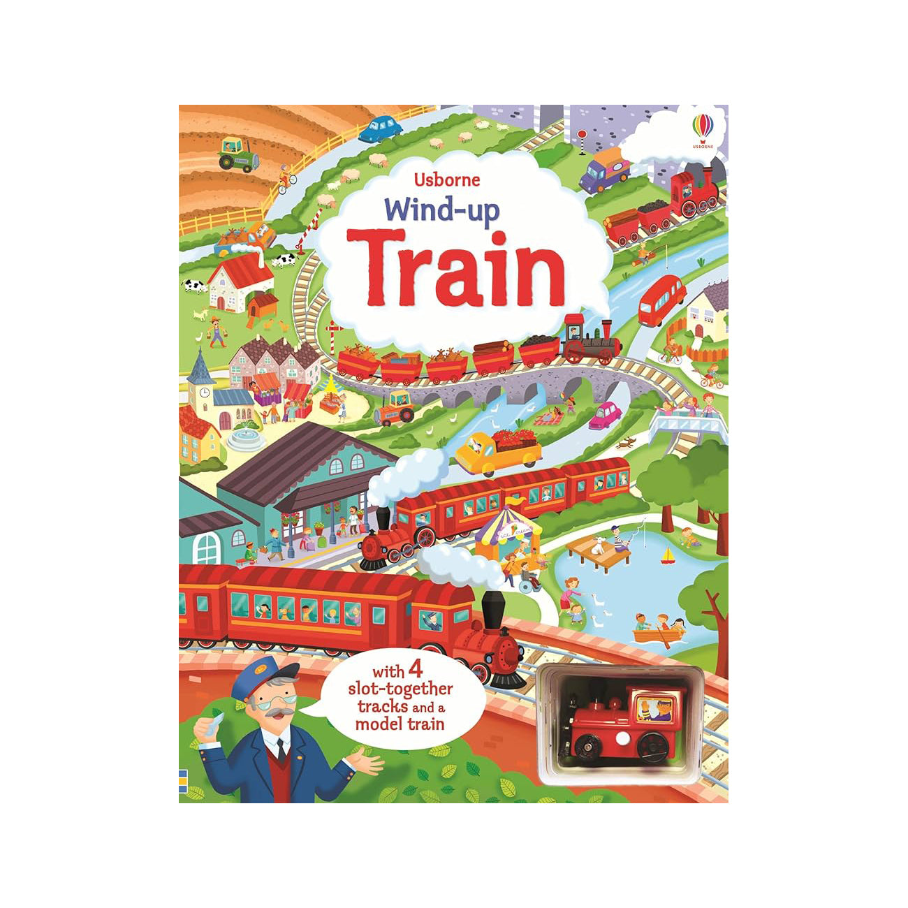 Wind-Up Train Book & Toy Gift Set – Steam Train Adventure Through Scenic Landscapes