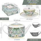 Morris Garden Bone China Tea Set for Two – 5 Piece Gift Set
