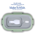 Rectangular stainless steel lunch box "We Care", green 800ml