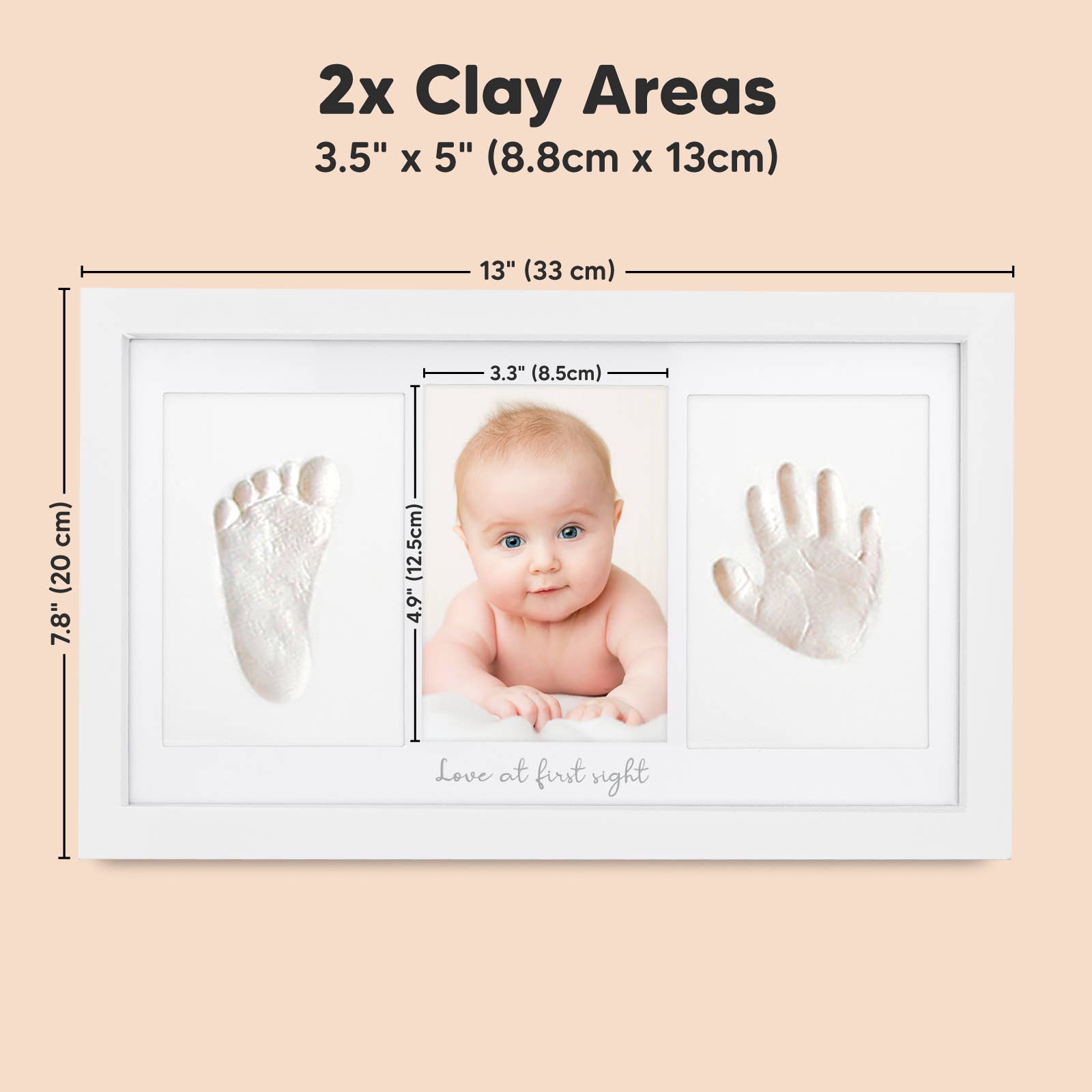 KeaBabies Baby Handprint, Footprint Keepsake Duo Frame