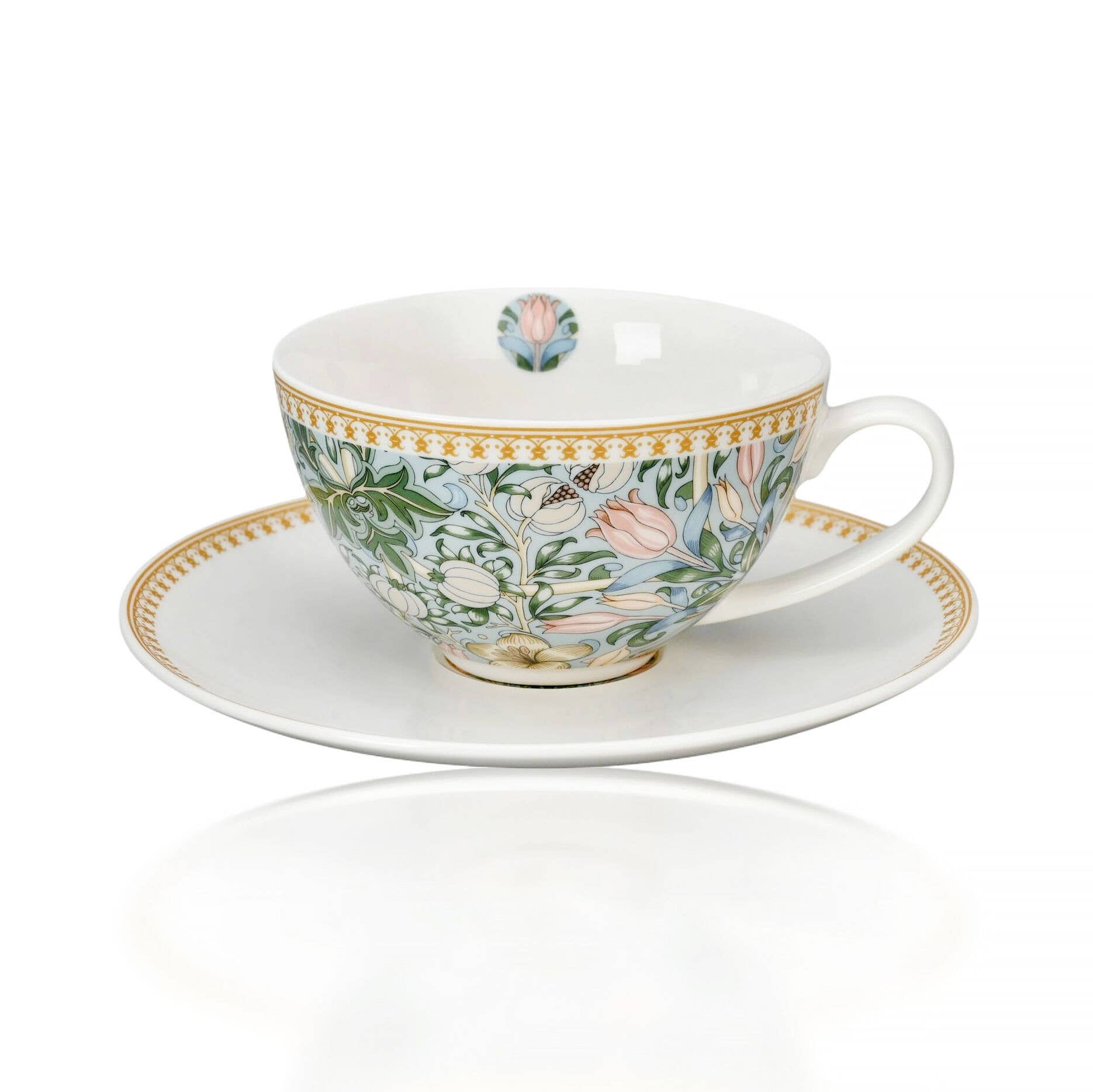 Morris Garden Porcelain Teacup & Saucer Set – 8 Piece Set