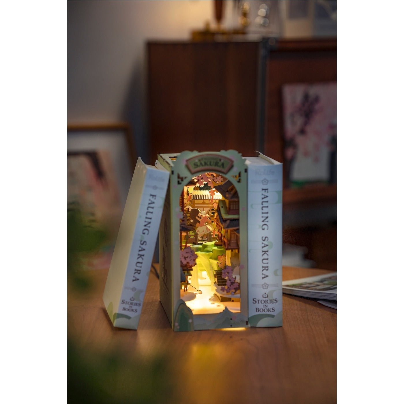 DIY Miniature House Book Nook Kit - Falling Sakura