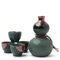 Green Aka Nagashi Ceramic Sake Set of 5