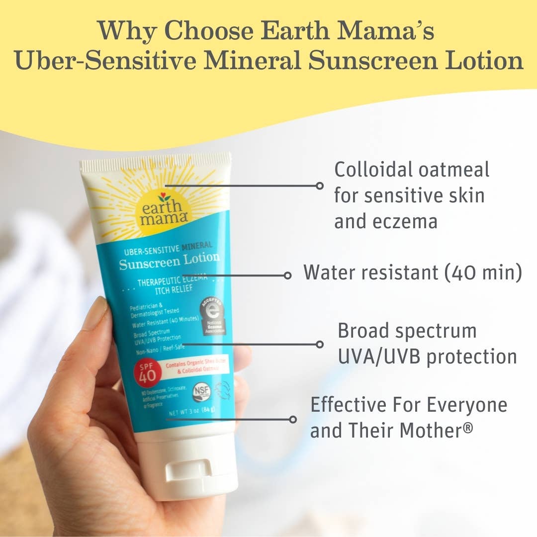 Earth Mama Organics Uber-Sensitive Mineral Sunscreen Lotion - SPF 40