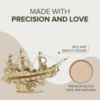 3D Laser Cut Wooden Puzzle - Sailing Ship