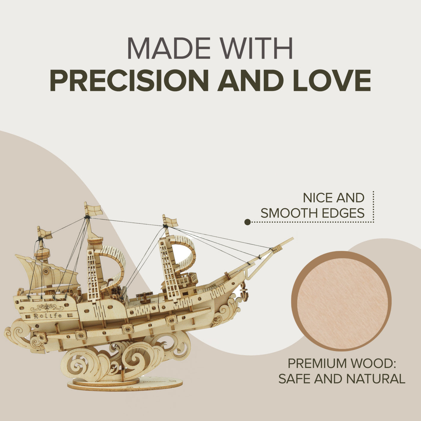 3D Laser Cut Wooden Puzzle - Sailing Ship