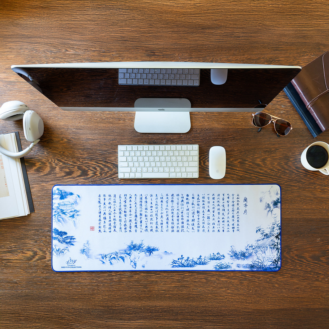 Poets of the Orchid Pavilion Desk Mat 31.5"x11.8" Desk Scene- Shen Yun Collections
