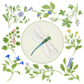 Cotton flour sack dish towel with dragonfly design