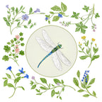 Cotton flour sack dish towel with dragonfly design