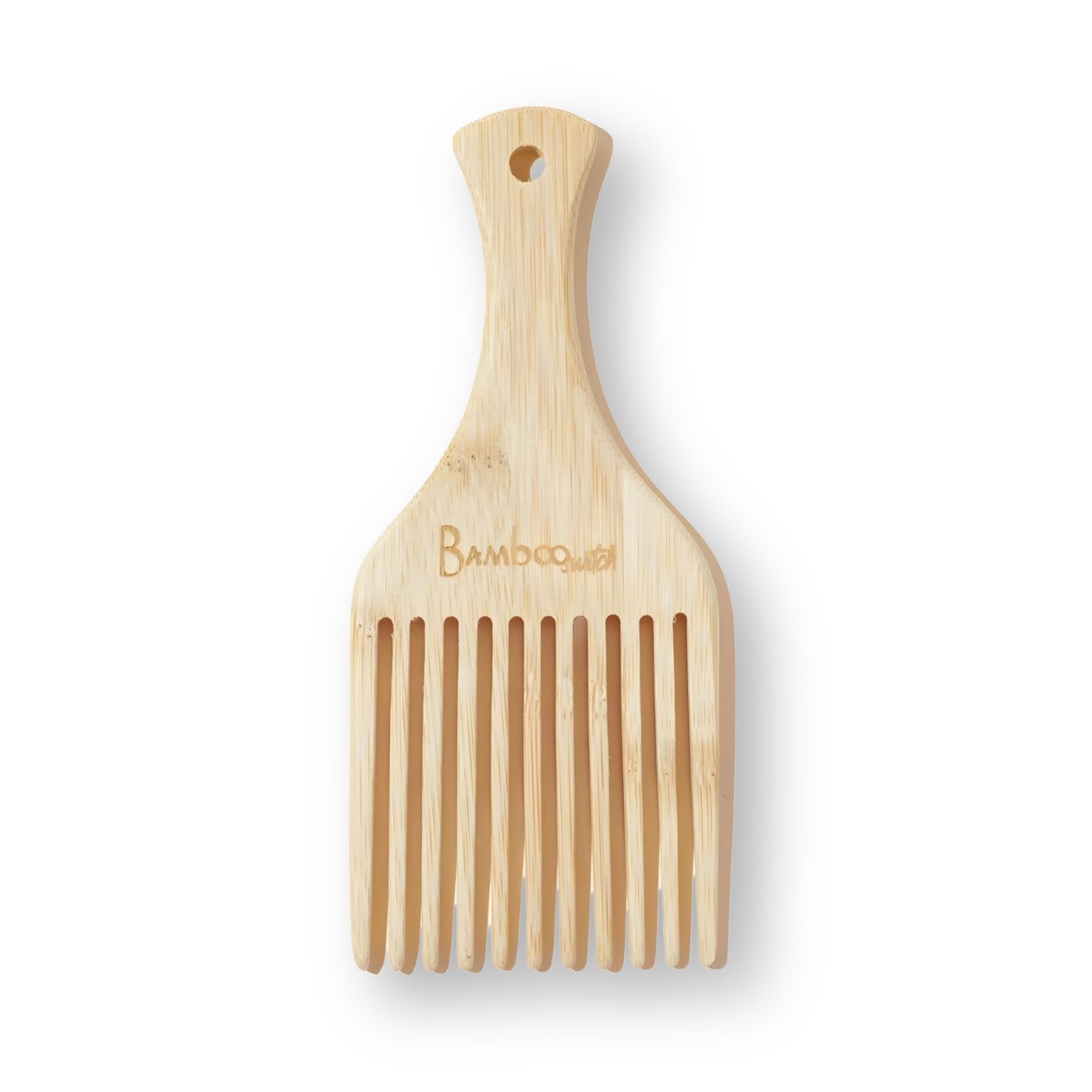 Bamboo hair pick wide tooth comb