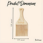 Bamboo hair pick wide tooth comb dimensions