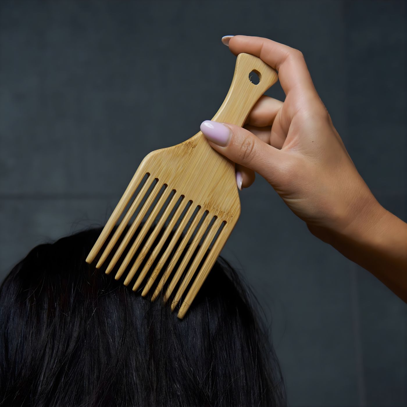 Natural bamboo detangling hair comb