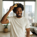 Combing hair with smooth teeth bamboo hair pick