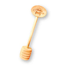 Bamboo honey dipper spoon with honey bee plate