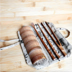 Natural bamboo tea scoop tongs and funnel