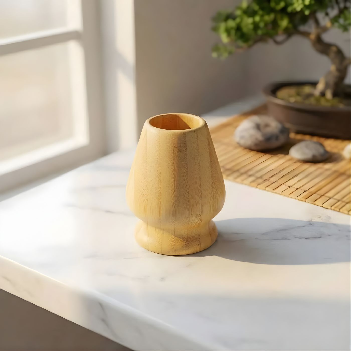 Bamboo matcha whisk holder stand