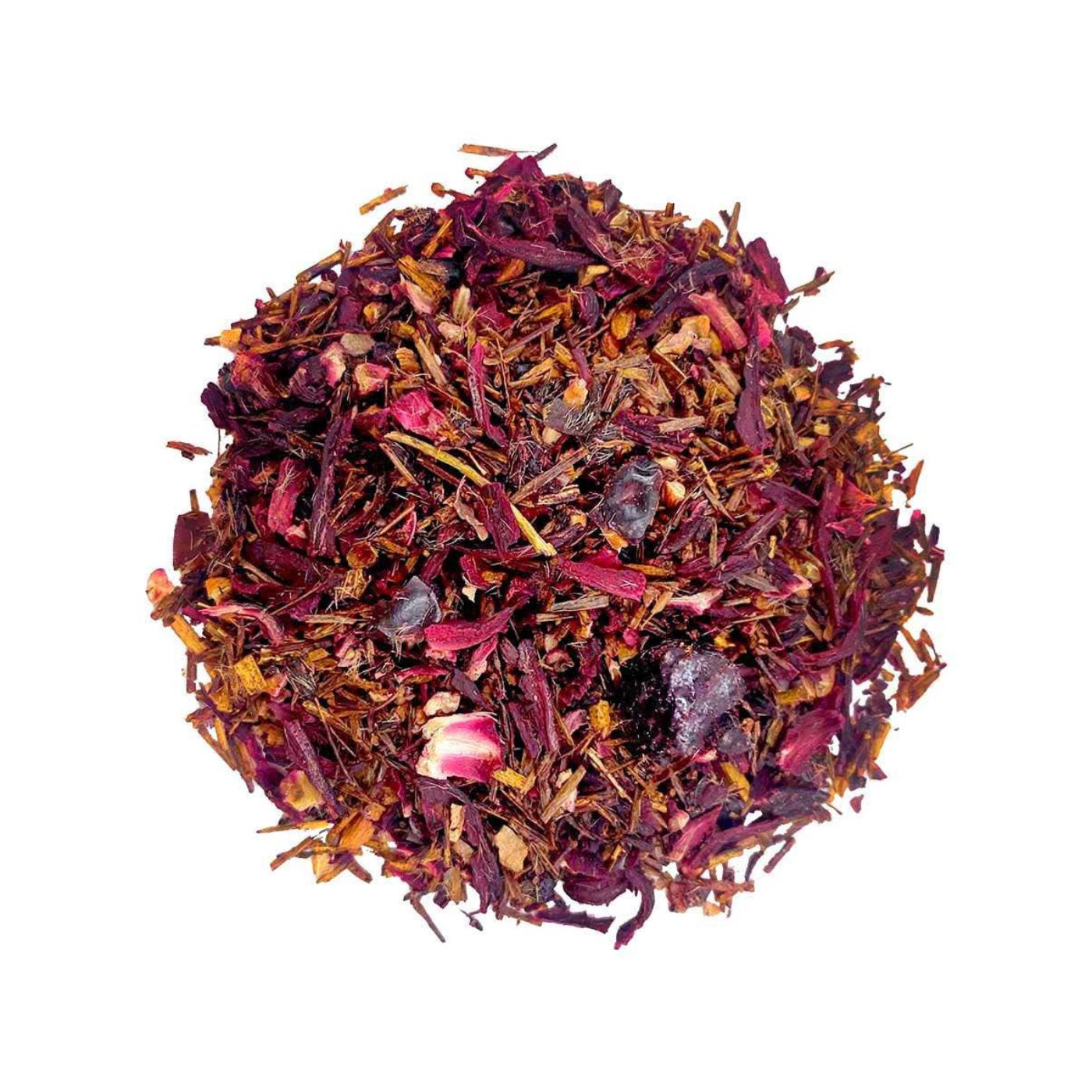 Red herbal tea made from loose leaves