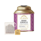 Berry hibiscus tea in tea canister