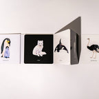 Black and white high contrast animal book for newborn babies