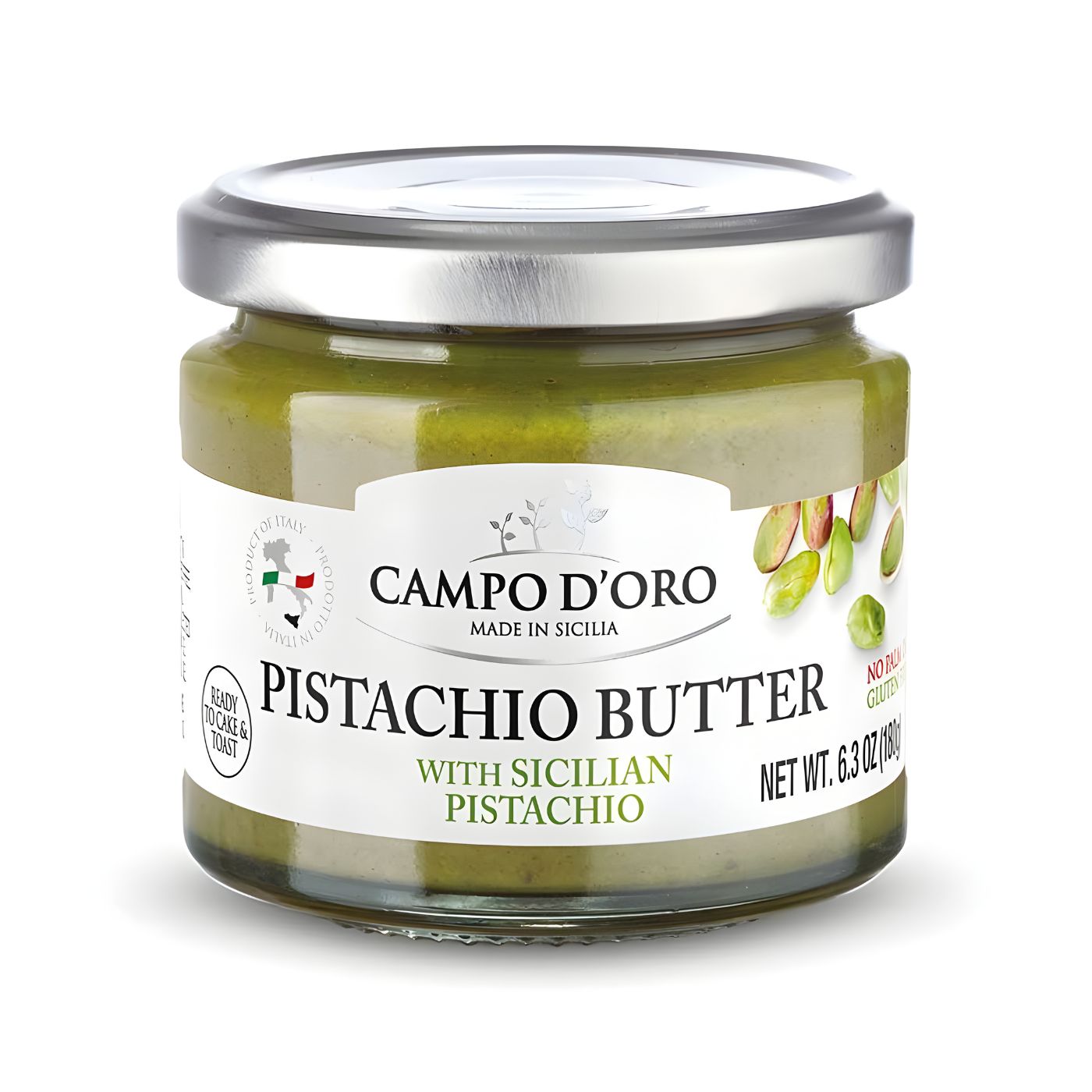 Campo d’Oro Sicilian pistachio cream spread jar