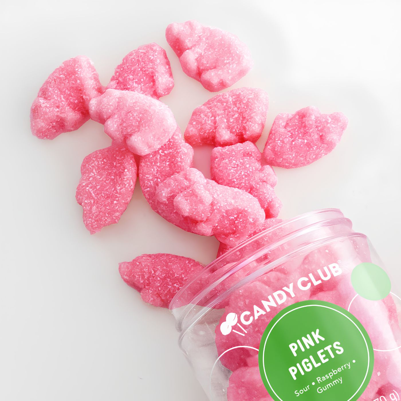 Berry flavored gummy piglets