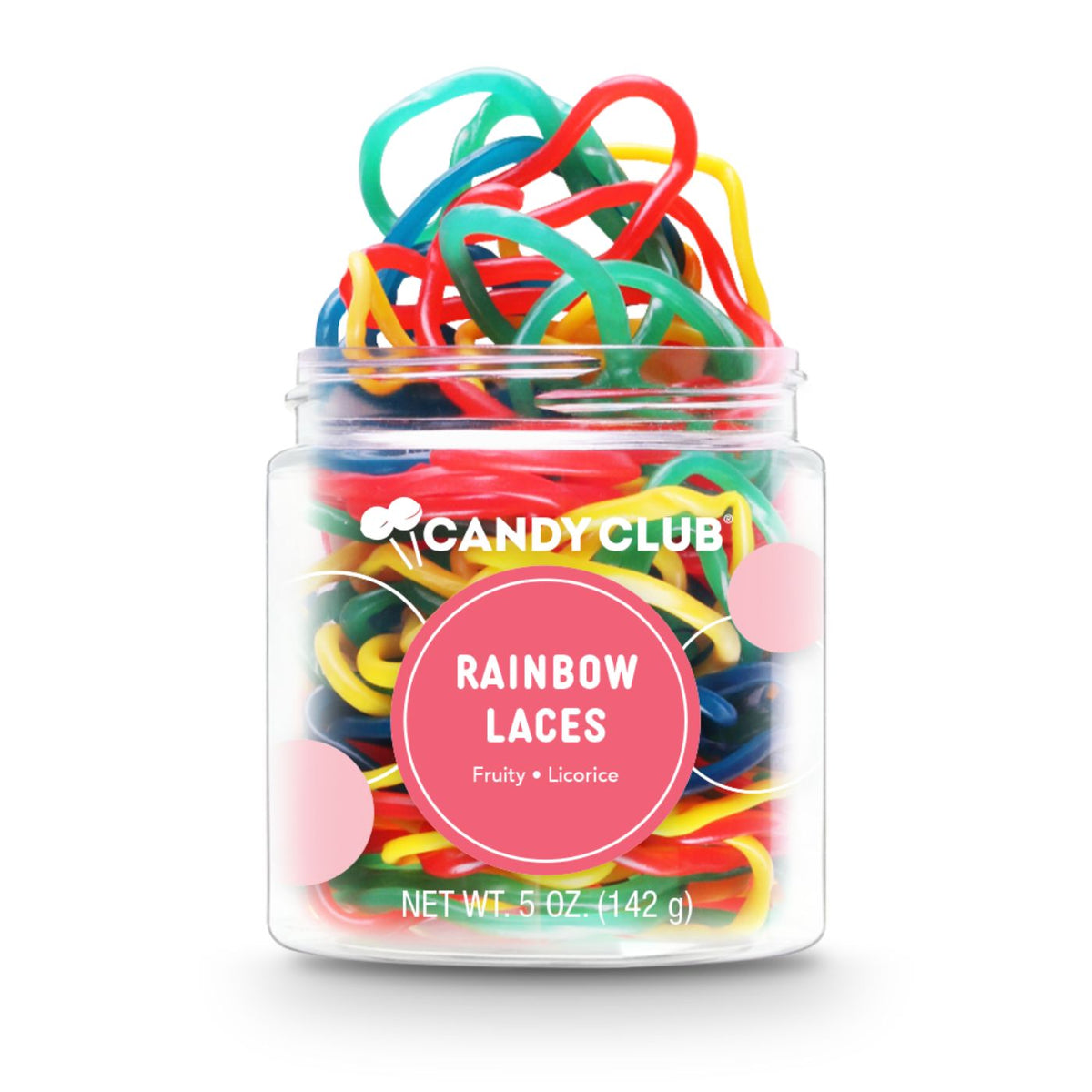 Colorful red yellow green and blue chewy candy laces
