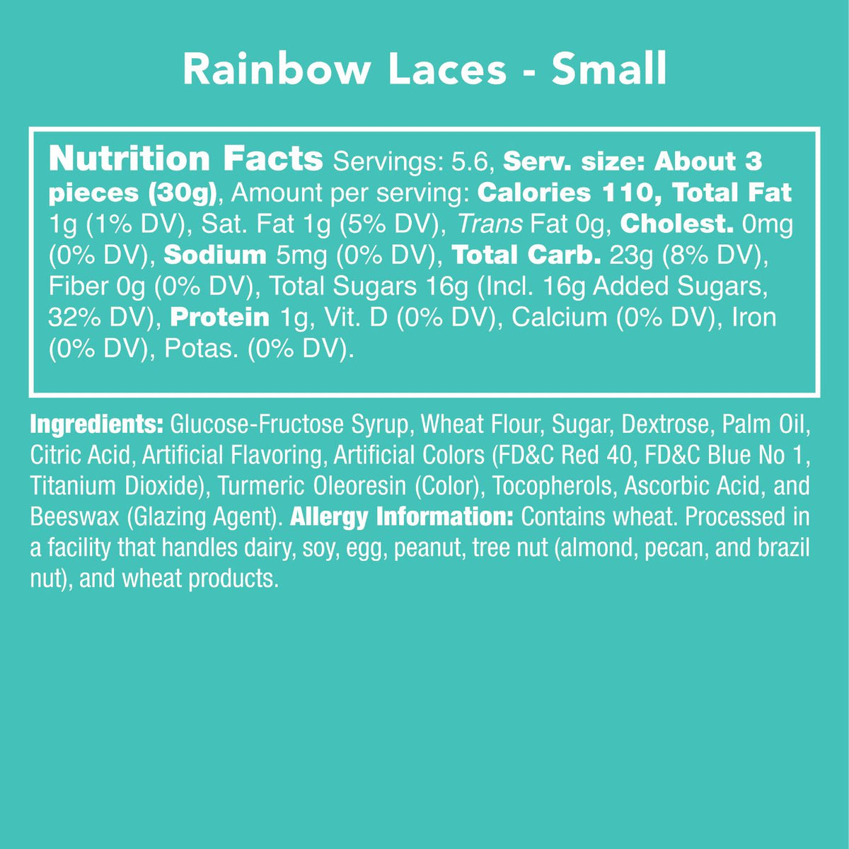 Candy Club 5 oz Rainbow Laces fruity candy strands