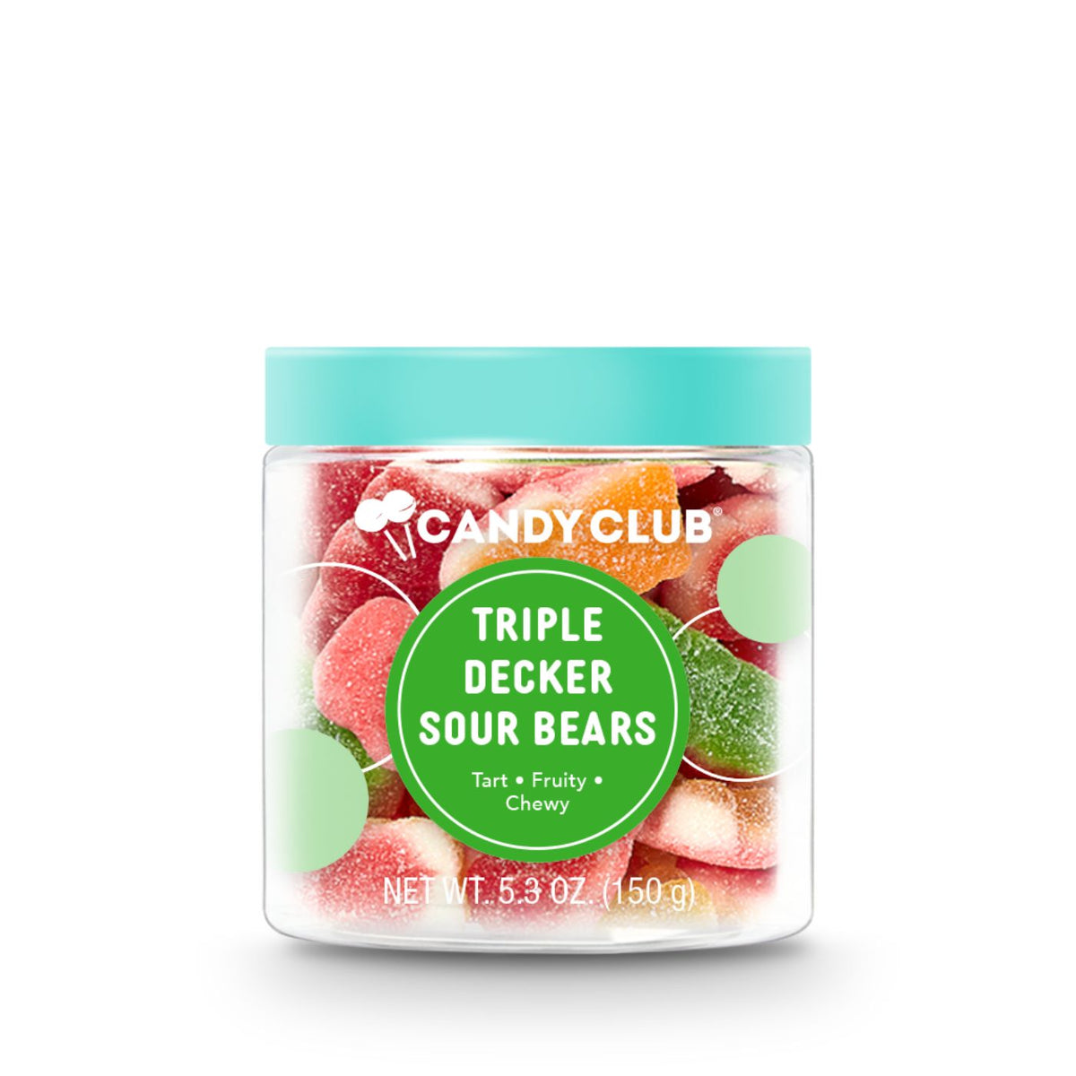 Candy Club Triple-Decker Sour Bears fruity gummy candy jar