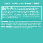 Triple-layer fruity sour gummy bear candy in clear jar