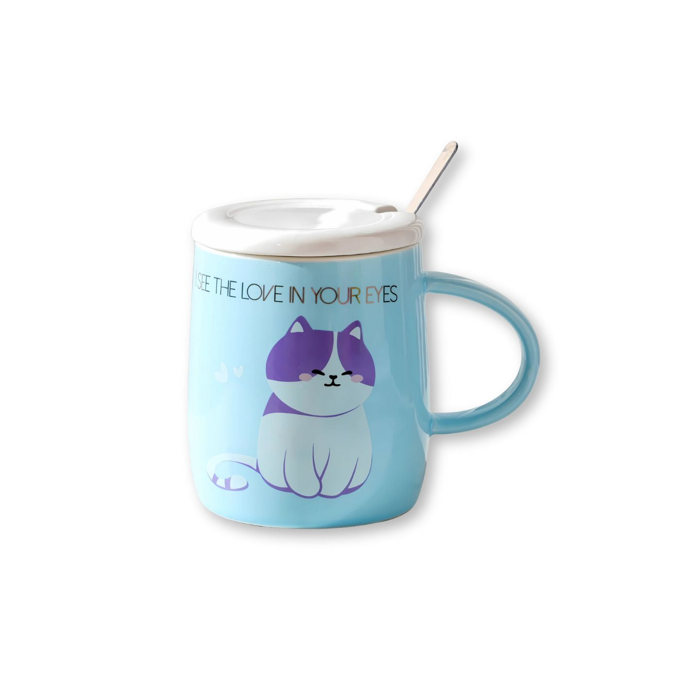 Cat Love 14oz Mug With Lid and Spoon
