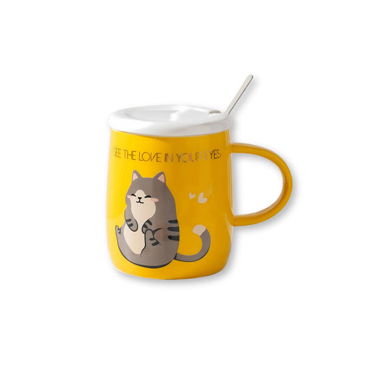 Cat Love 14oz Mug With Lid and Spoon