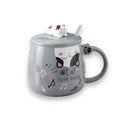 Cat Love Music 15oz Mug with Lid and Spoon – Gray