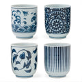 Classic blue and white Japanese tea cups set of four ceramic teacups