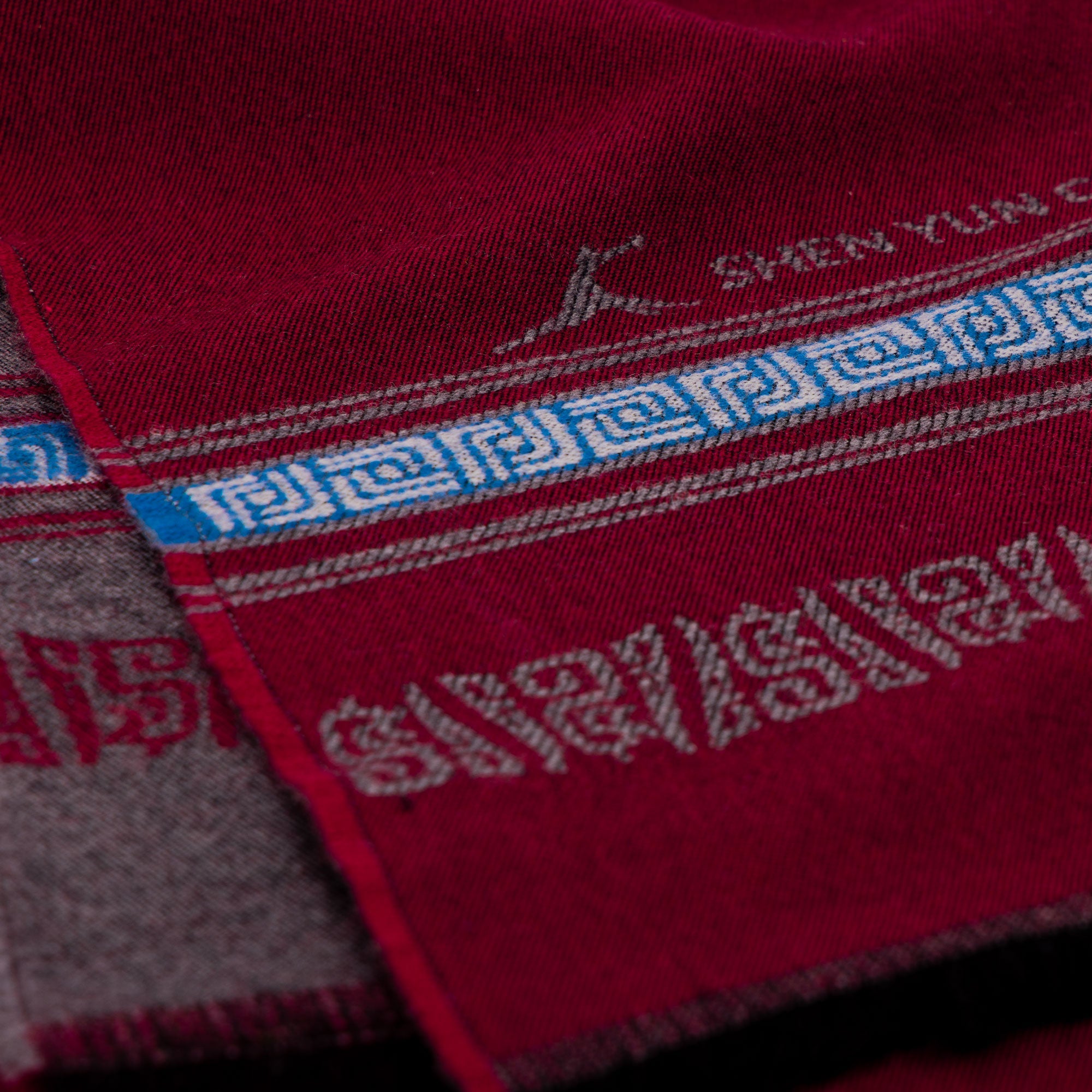 Scholar Scarf Burgundy/Grey Details - Shen Yun Collections
