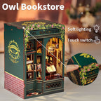 Miniature bookstore bookshelf insert with touch switch