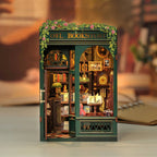 Miniature bookstore bookshelf insert with LED lights
