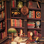 Wooden owl bookstore miniature