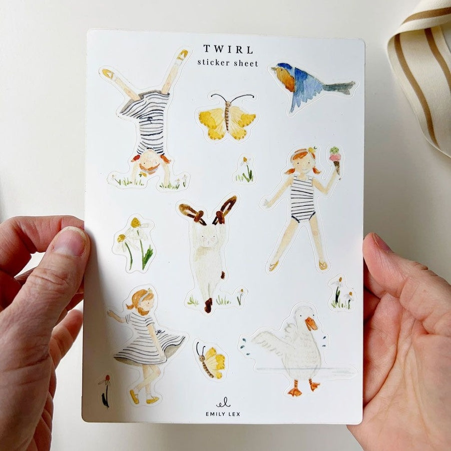 Decorative watercolor stickers for gifts and stationery